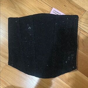 Sparkling Black Rhinestone Bustier